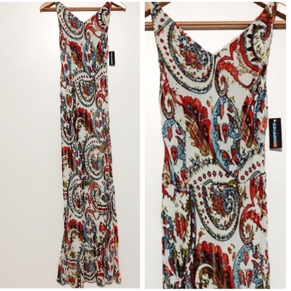 NWT 2OH Threads Jean Marie Boho Paisley‎ Maxi Dress
